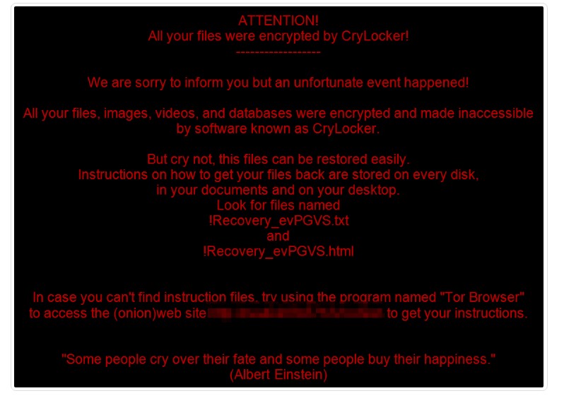 Figura - Nota de resgate do CryLocker